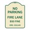 Signmission Missouri No Parking Fire Lane $50 Fine Heavy-Gauge Aluminum Sign, 24" x 18", TG-1824-23874 A-DES-TG-1824-23874 - alternate 1